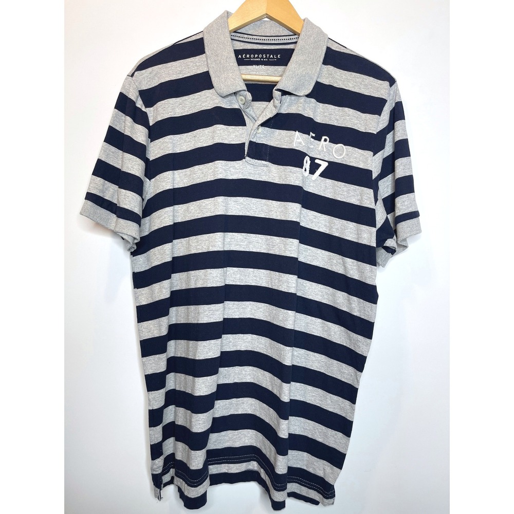 Y2K 90s Aeropostale Striped Rugby Preppy Polo Shirt Mens XL‎